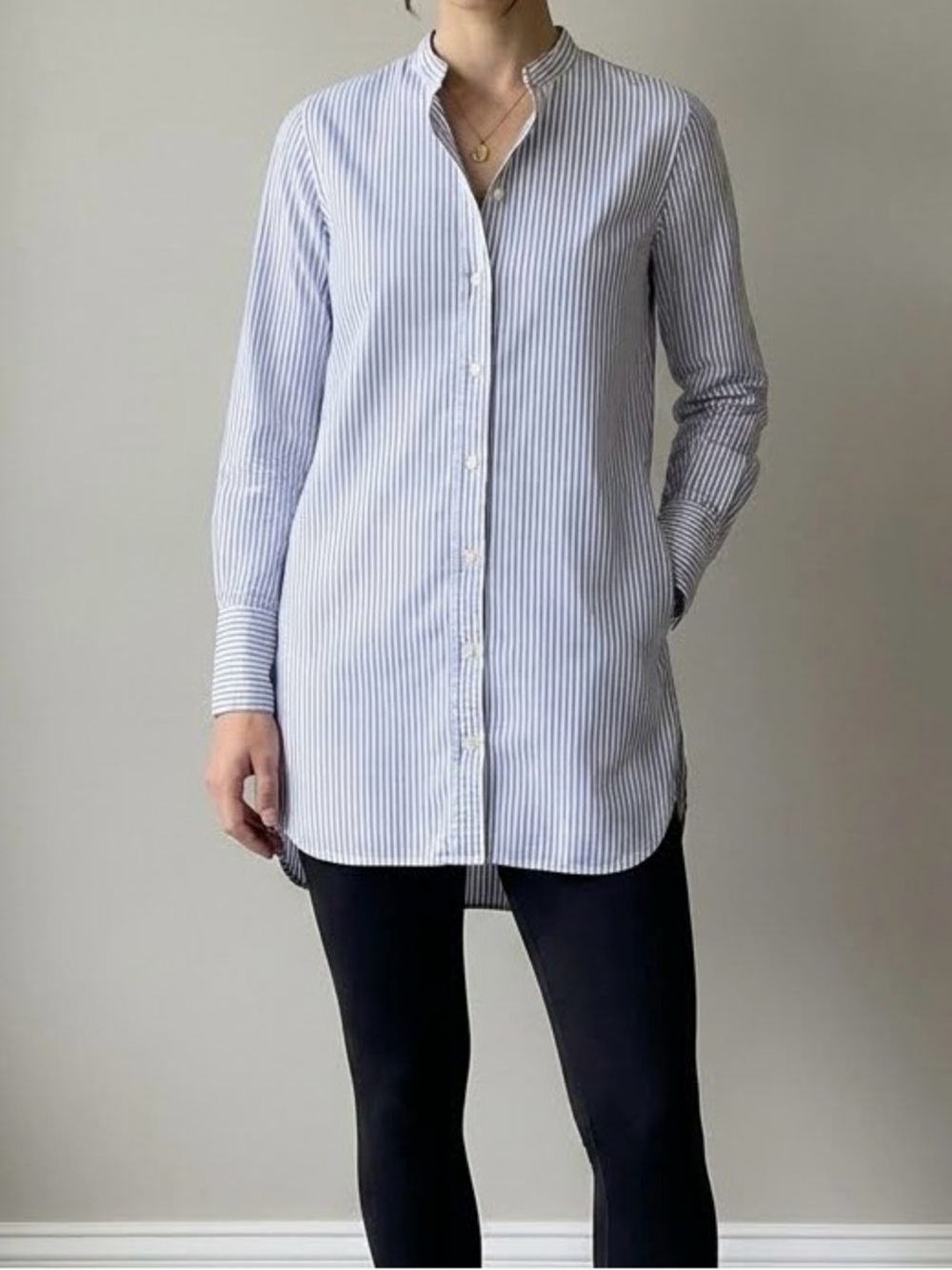Gap Women's Blue & White Striped Button-Down Tunic Shirt